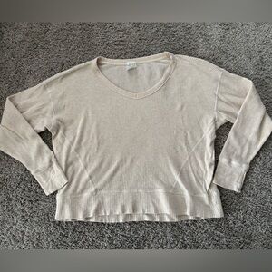 Aerie Women’s Waffle Knit Oversized Short Cream Long Sleeve Size S